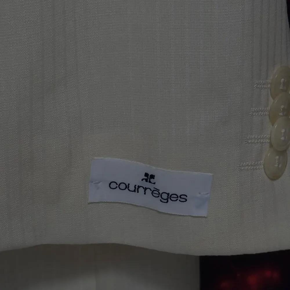 NWT Courrèges Homme Ivory Virgin Wool 2 Piece Suit EU 47 French Designer